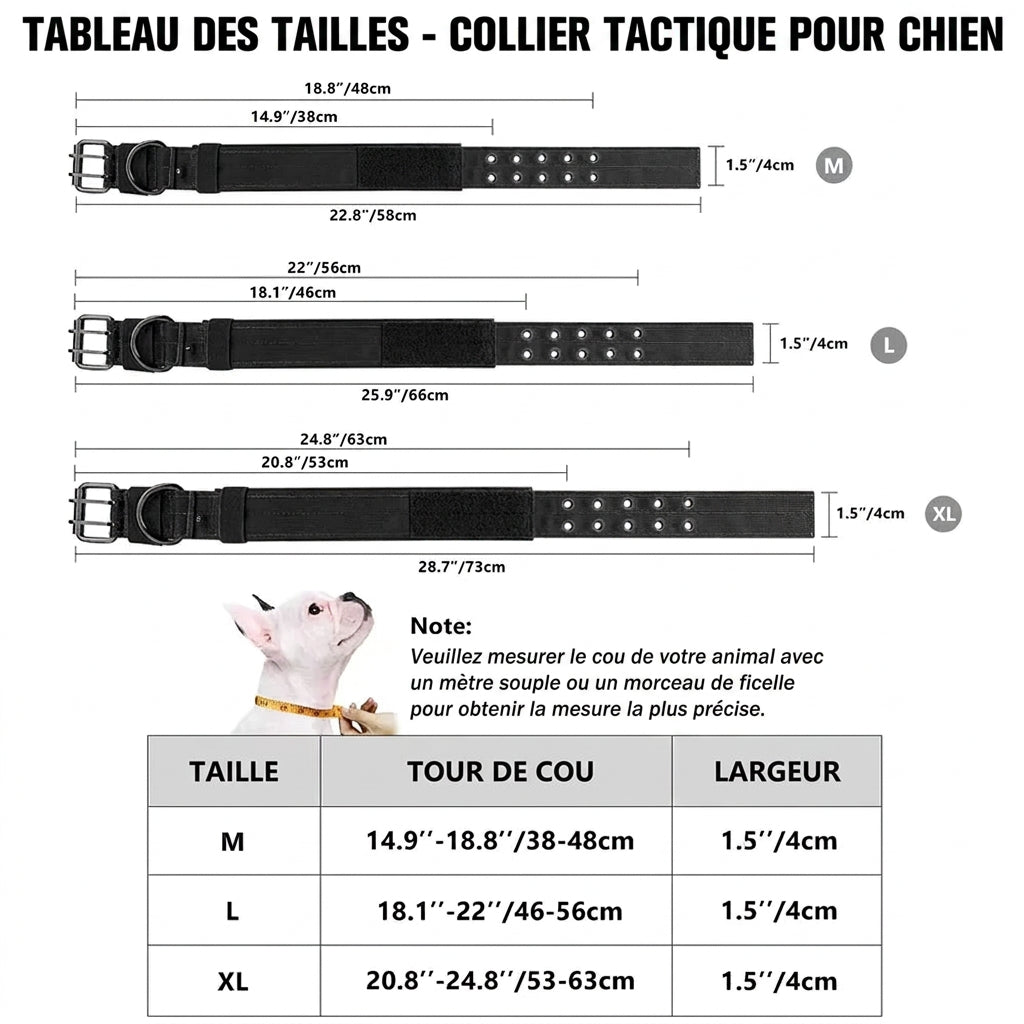 Guide des tailles – Collier Tactique Commando