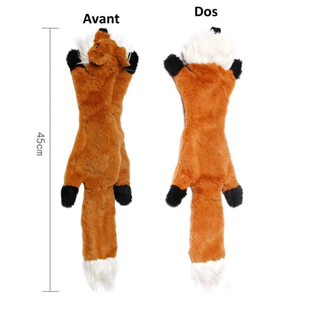 Peluche renard vue de face et de dos, 45 cm
