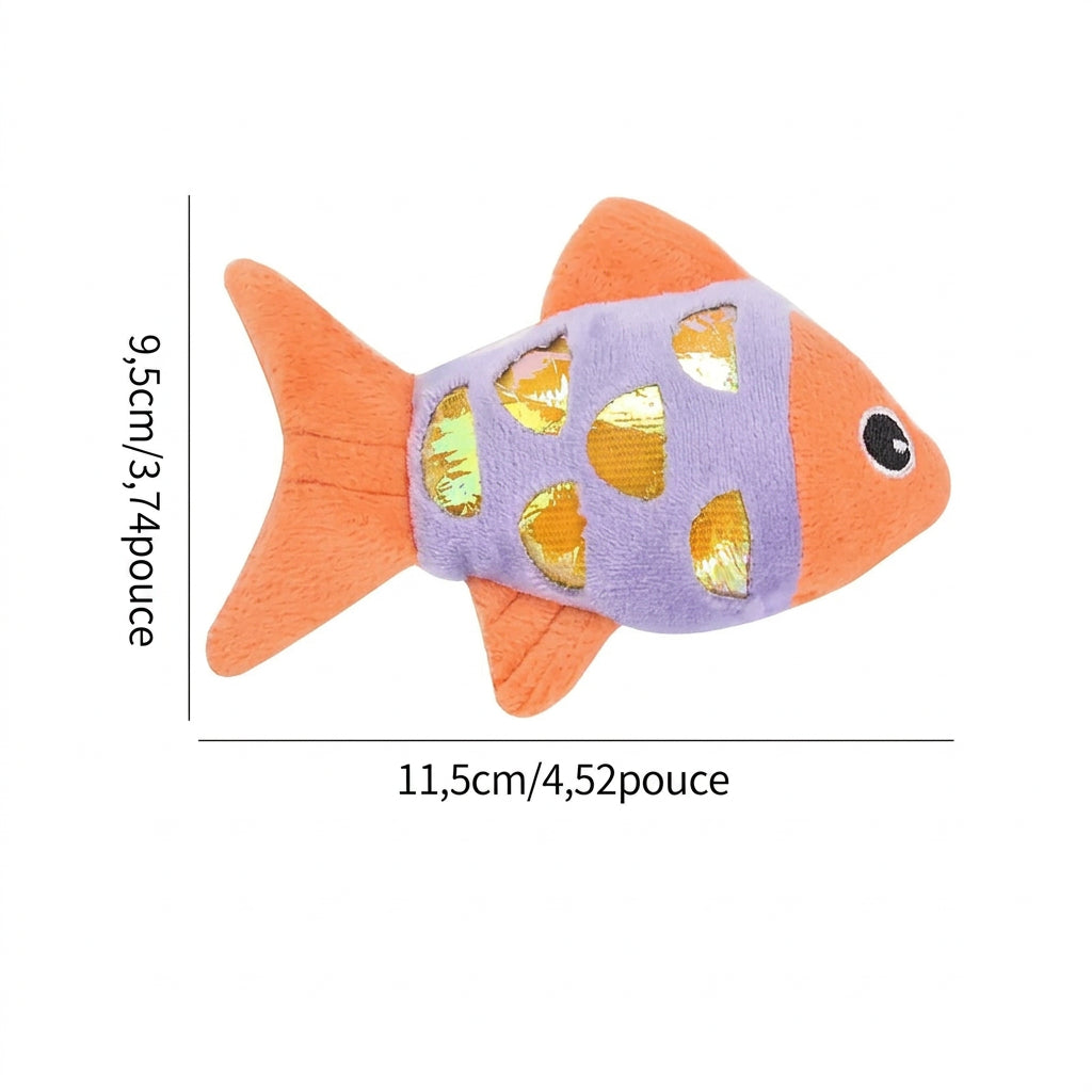 Poisson en peluche froissé, dimensions 11,5 cm sur 9,5 cm
