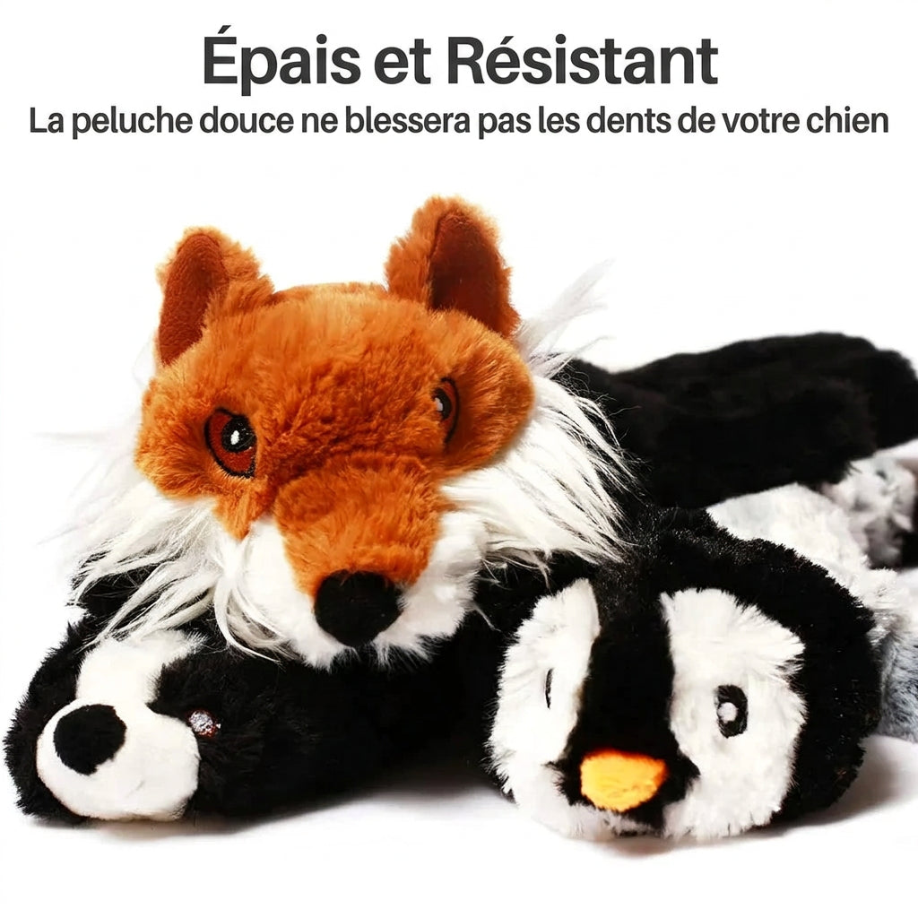 Peluches plates renard, moufette et pingouin, épaisses et résistantes